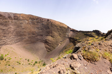The interior of the  Mount Vesuvius volcano crater, Italy.