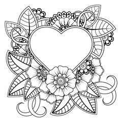Mehndi flower for henna, mehndi, tattoo, decoration. decorative ornament in ethnic oriental style. doodle ornament. coloring book page.