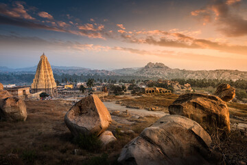 Stunning view at Sree Virupaksha Temple, Hampi, Karnataka, India