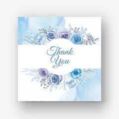Fototapeta na wymiar beautiful floral frame for wedding with flower watercolor blue