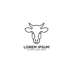 Cow line art logo design cow logo vector