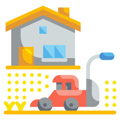 lawn mower flat icon