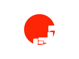 ポップな日本国旗イメージ（ポップなデフォルメ日本地図アイコン）