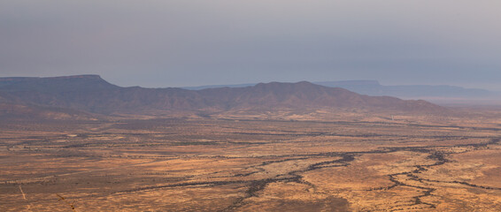 Looking down into the Knersvlakte from Vanrhyns Pass near Nieuwoudtville in the northern Cape of South Africa