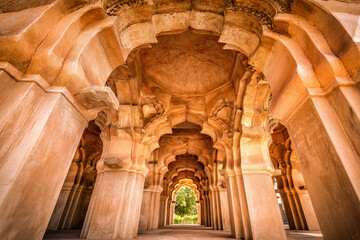 Lotus mahal temple of Zanana Enclosure at ancient town Hampi, Karnataka, India