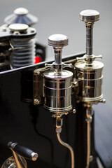 Vintage Car with Shiny Brass Details of Engine, with copy space and No People