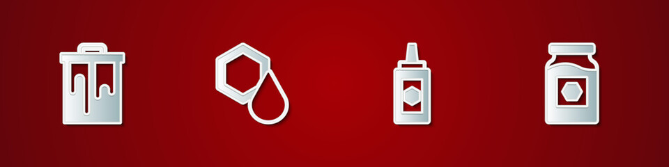 Set Honeycomb, , Jar of honey and icon. Vector