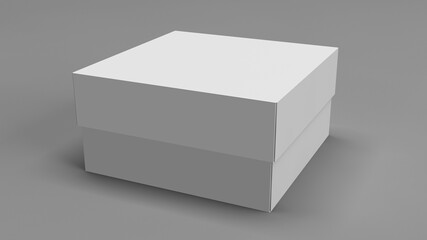 Box mockup. Square box mockup. Realistic perspective view of cardboard box mockup. Gift box mockup. 3D Illustration. 