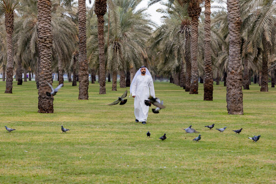 Middle Eastern Arab Emirati man on a morning walk at the park