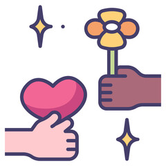 hand flower and love icon