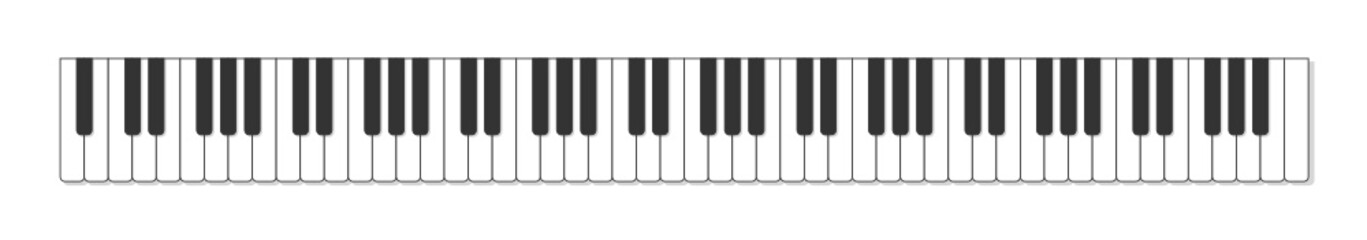 classical grand piano keyboard - full lenght 88 keys, black and white vector