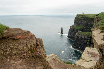 Astonishing view on cliff of Maher, county Clare, Ireland. Beautiful nature scene. Popular travel landmark.