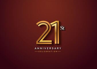 21st anniversary celebration logotype with linked number gold and silver color isolated on elegant color. vector anniversary for celebration, invitation card, and greeting card