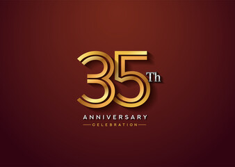 35th anniversary celebration logotype with linked number gold and silver color isolated on elegant color. vector anniversary for celebration, invitation card, and greeting card