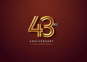 43rd anniversary celebration logotype with linked number gold and silver color isolated on elegant color. vector anniversary for celebration, invitation card, and greeting card