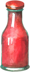 Glass bottle with tomato sauce