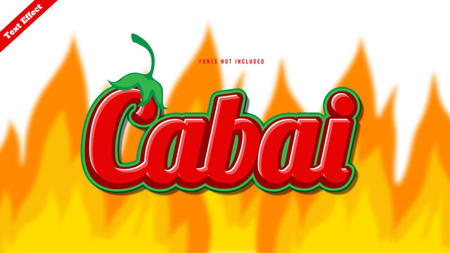 Chili text effect design vector. editable 3d text