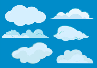 Set of Cloud Icon Illustration on a Blue Background For Wallpaper or Additional to Your Design