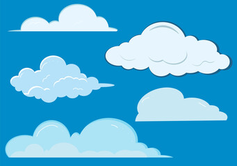 Set of Cloud Icon Illustration on a Blue Background For Wallpaper or Additional to Your Design