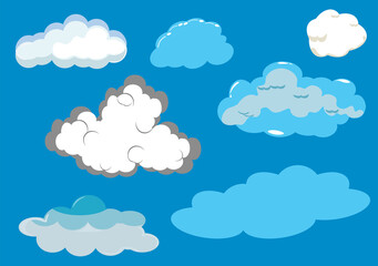 Fototapeta premium Set of Cloud Icon Illustration on a Blue Background For Wallpaper or Additional to Your Design