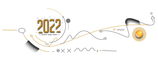 Abstract Happy New Year 2022 Text Colorful Template Greeting Card banners, Vector illustration.