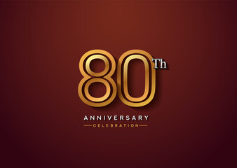80th anniversary celebration logotype with linked number gold and silver color isolated on elegant color. vector anniversary for celebration, invitation card, and greeting card