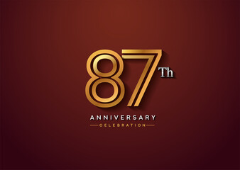 87th anniversary celebration logotype with linked number gold and silver color isolated on elegant color. vector anniversary for celebration, invitation card, and greeting card