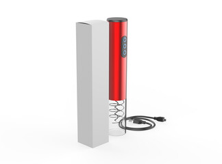 dry battery aluminum alloy wine bottle opener electric wine corkscrew gift set with foil cutter. 3d illustration