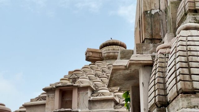 Beautifully Carved  Hindu Temples In Trimbakeshwar, Western Ghats, Maharashita India - panning shot