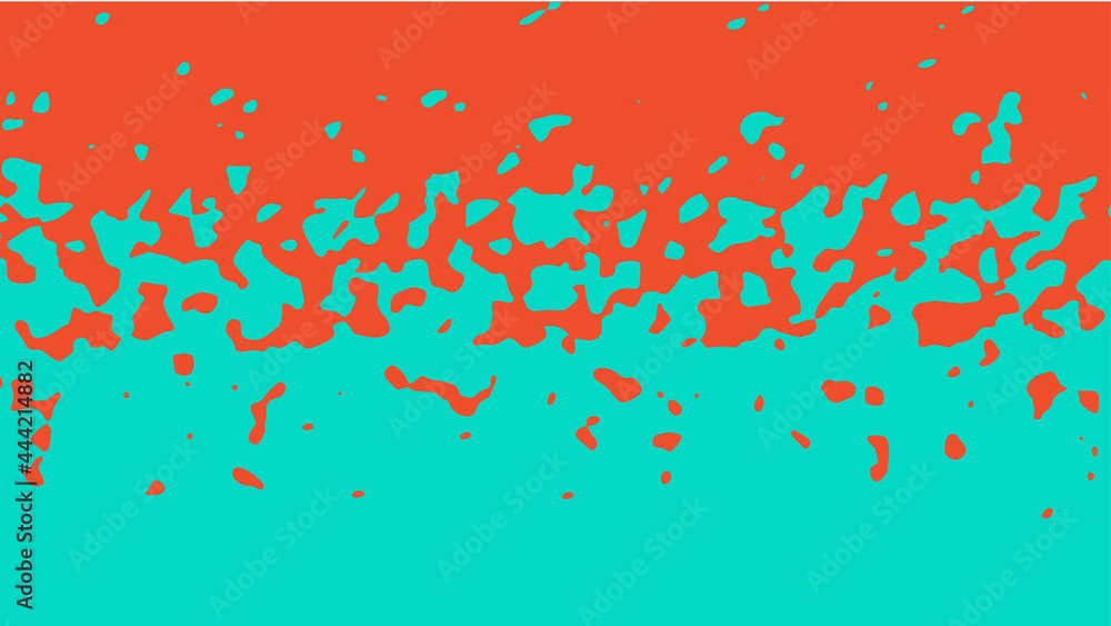 Wall mural the transition from red to azure with uneven border line, interpenetration of colors. vector illustr