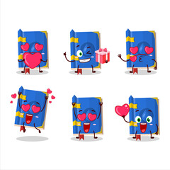 Fototapeta premium Water book of magic cartoon character with love cute emoticon