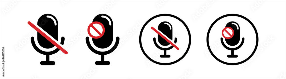 Poster mute and unmute audio microphone flat vector icons for video apps and websites. microphone audio sou