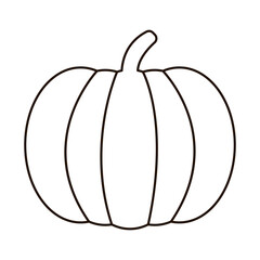 Halloween pampkin logo. Linear pumpkin icon on white background. Black vector pumpkin illustration. Simple illlustration of halloween pumpkin.