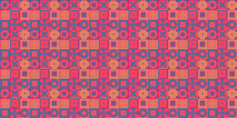 Neon Mosaic Tile Background. Seamless texture. Disco stile.