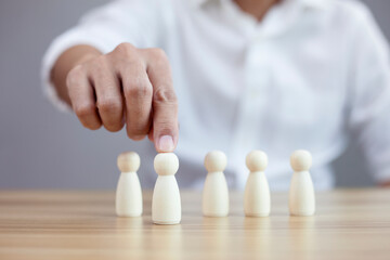 Businessman chooses best successful people model team leadership, business leading concept.