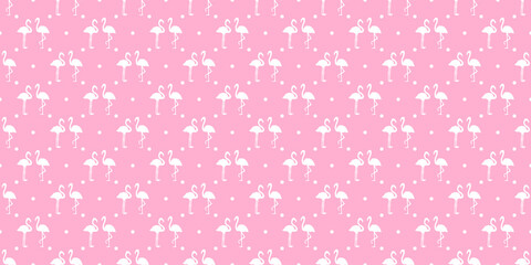Seamless dotted background with flamingos. Print for polygraphy, shirts and textiles. Abstract texture. Love couple. Colorful illustration. Valentine's day
