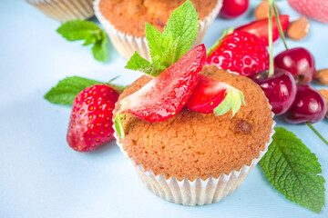 Summer baking, berry muffins