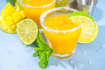 Mango margarita cocktails