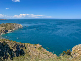 Rocky coastline and seascape of Cote Vermeille, France