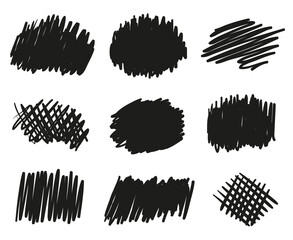 Hand drawn hatching. Abstract simple strokes by hand. Black and white illustration