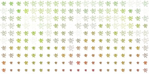 Light Green, Yellow vector backdrop with virus symbols.