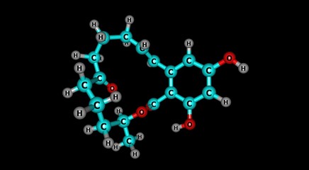 Zearalenone molecular structure isolated on black