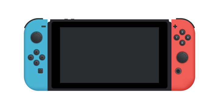 Nintendo Switch video game console. Vector mockup on white background.