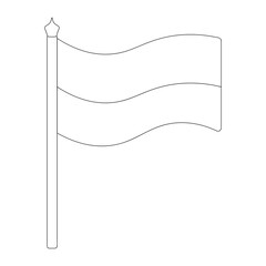 Flag of Ukraine, Poland. Sketch. Vector illustration. Coloring book for children. Two-tone fabric. The national symbol of the state develops in the wind. Outline on an isolated white background. 