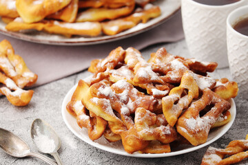 Angel wings, traditional sweet crisp pastry