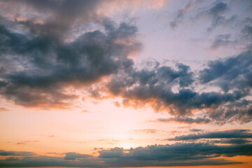 Sunset sky background, Orange Sunset Sky. Beautiful Sky