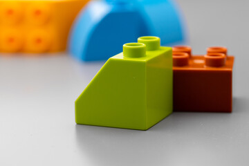 Close up of colorful toy constructor details