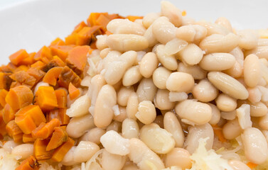 Canned beans and baked carrots