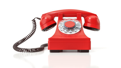 old red dial-up phone - obrazy, fototapety, plakaty