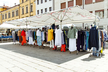 clothes on a rack